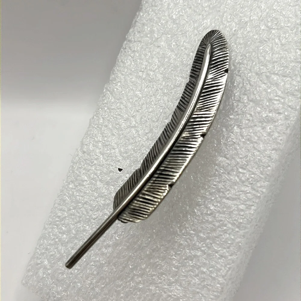 Sterling Silver Feather Brooch Intricate  Brooch with Vintage Artisanal Design